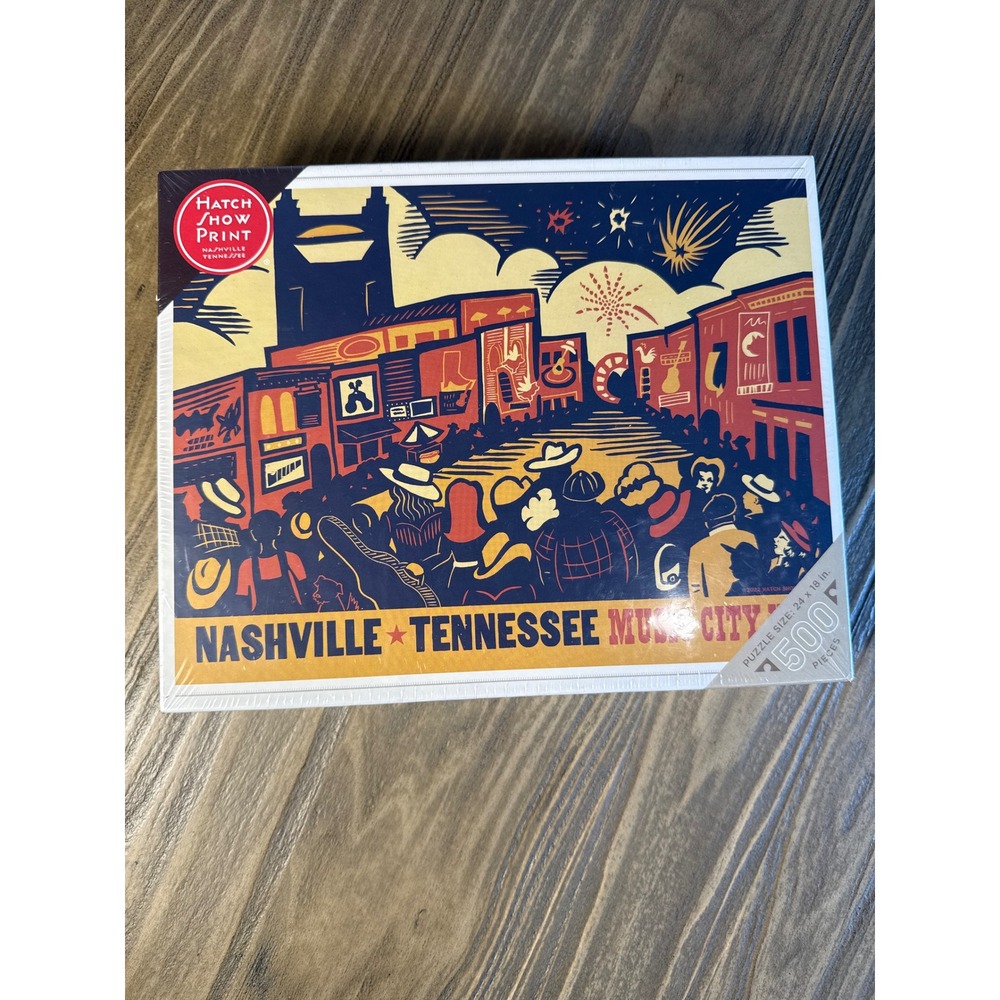 Hatch Show Print Nashville Music City Puzzle 500pc Multicolor New USA Made Art